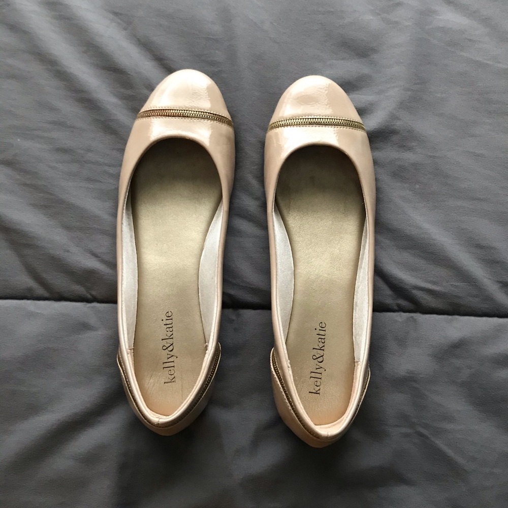 Beige and gold flats